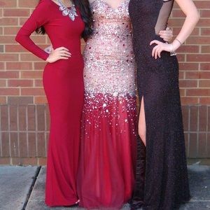 Red full length dress